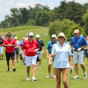 Participants enjoying the New York Islanders golf outing at Glen Oaks Club.