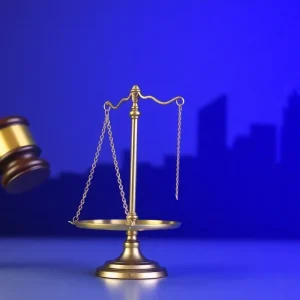 Symbolic image representing justice and immigration policy issues.