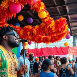 A scene from the LadyLand Festival showcasing performers and attendees enjoying music and festivities in Brooklyn.