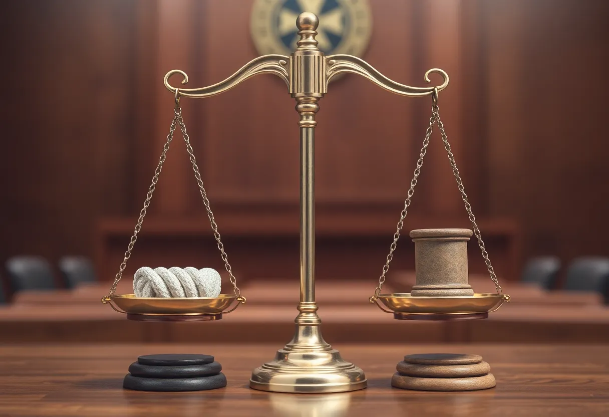 A representation of legal scales balancing reproductive rights legislation.