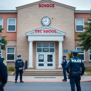 Police presence at Locust Valley School to ensure safety.