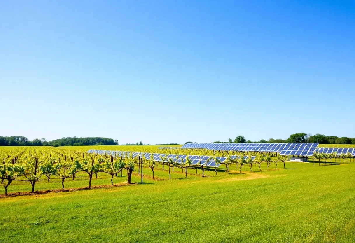 View of Long Island vineyards employing sustainable winegrowing practices.