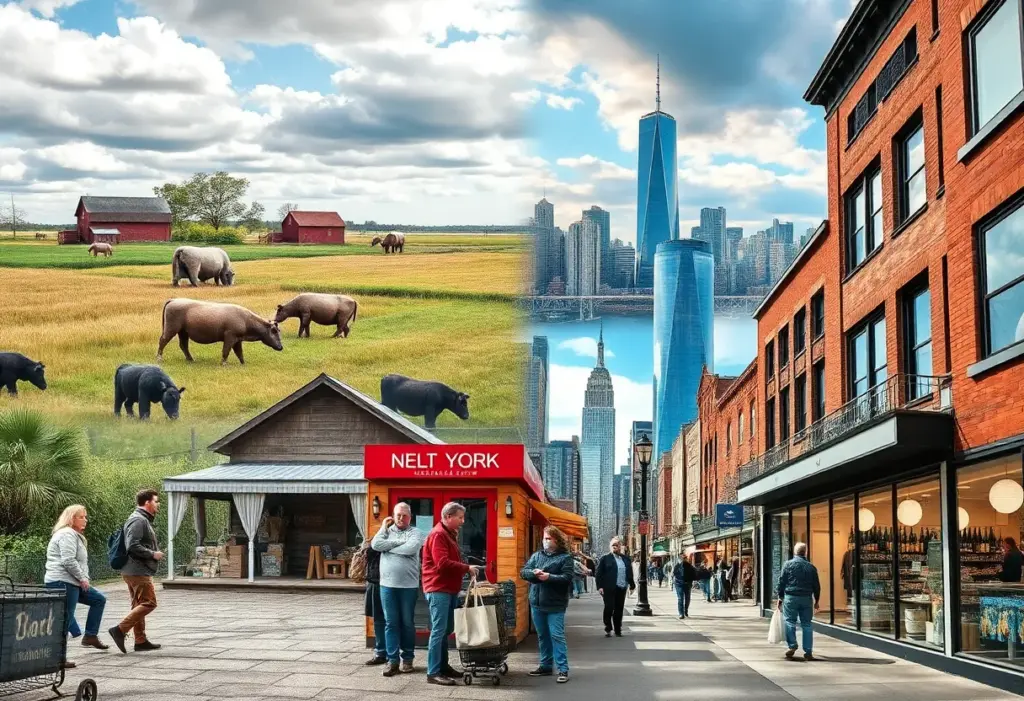 Contrasting lifestyles in Midwest and New York City