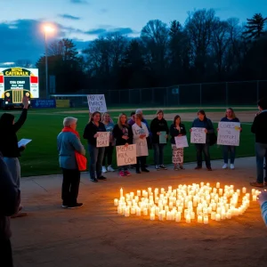 Vigil at Minco softball field for bus crash victims