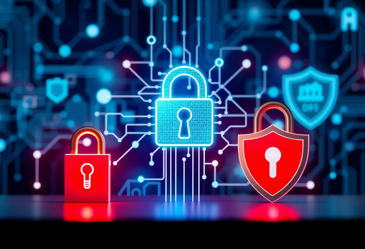 Illustration representing cybersecurity in healthcare.