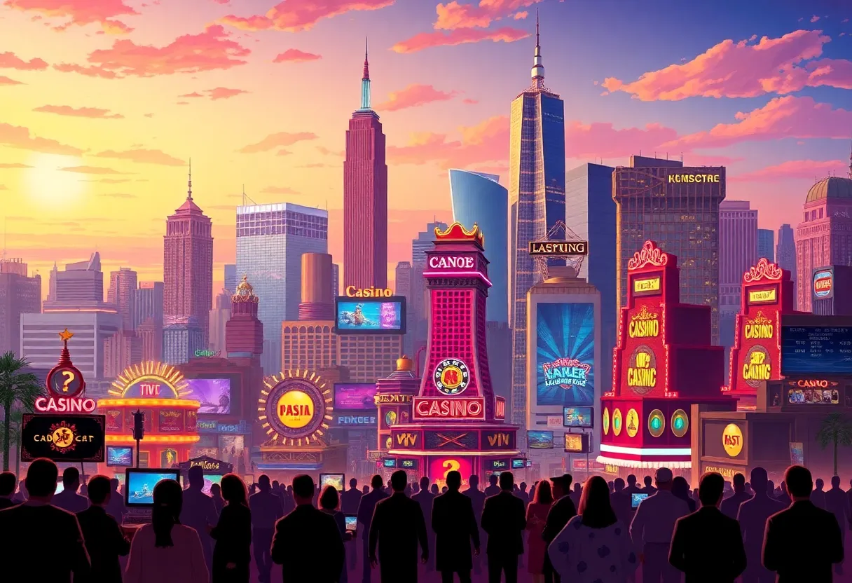 Illustration of New York City skyline with casino developments