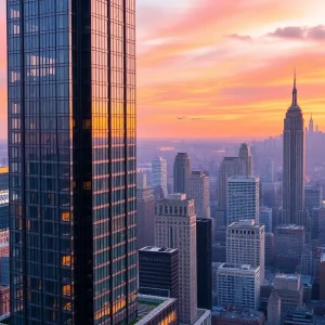 A towering dual-brand hotel in New York City skyline
