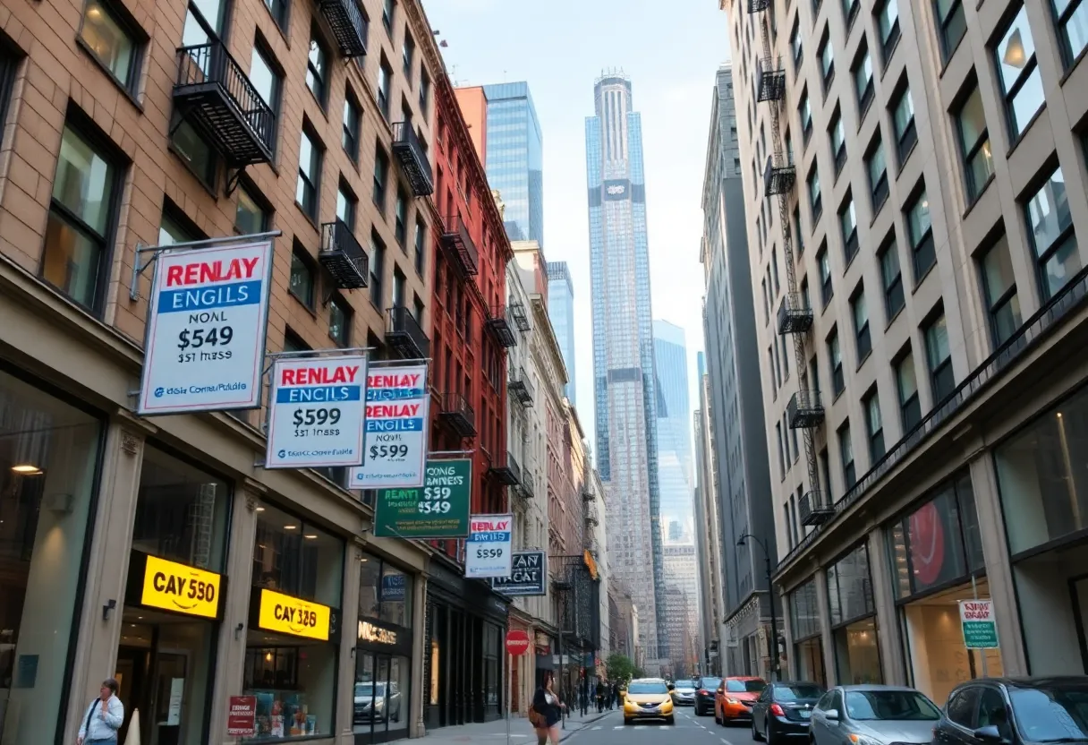 New York City skyline with rental signs in view
