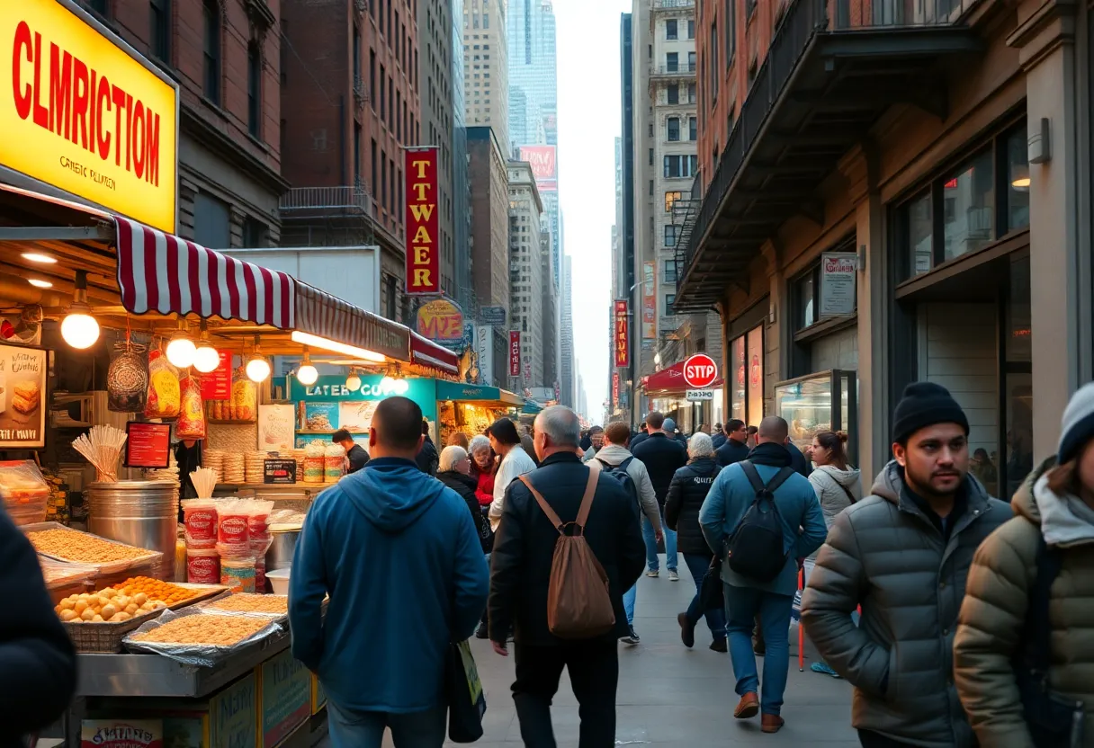 Street vendors in New York City selling various items.