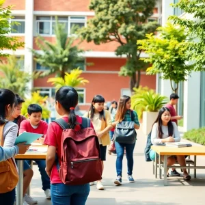 Students enjoying learning on a New York high school campus