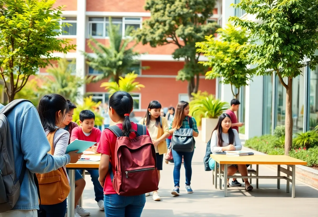 Students enjoying learning on a New York high school campus