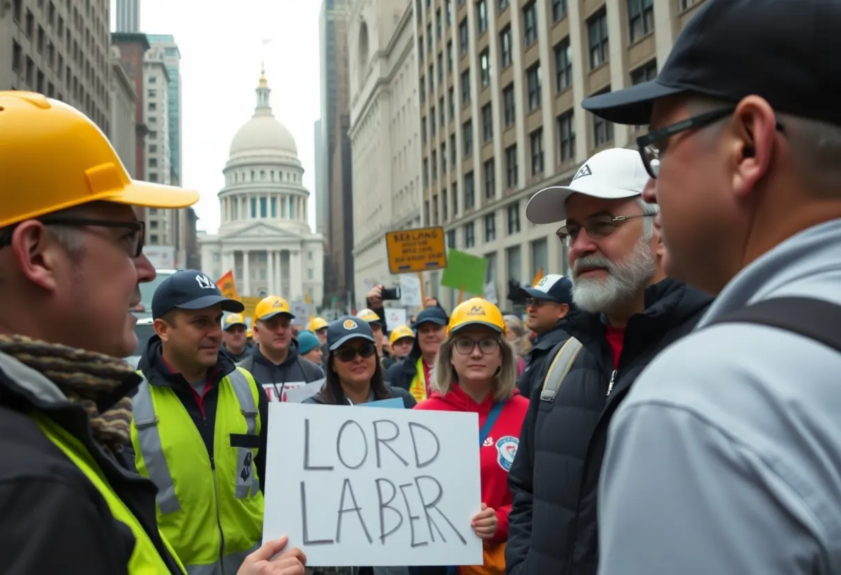 New York City scene showcasing labor discussions