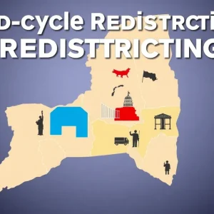 Illustration depicting New York redistricting and democracy