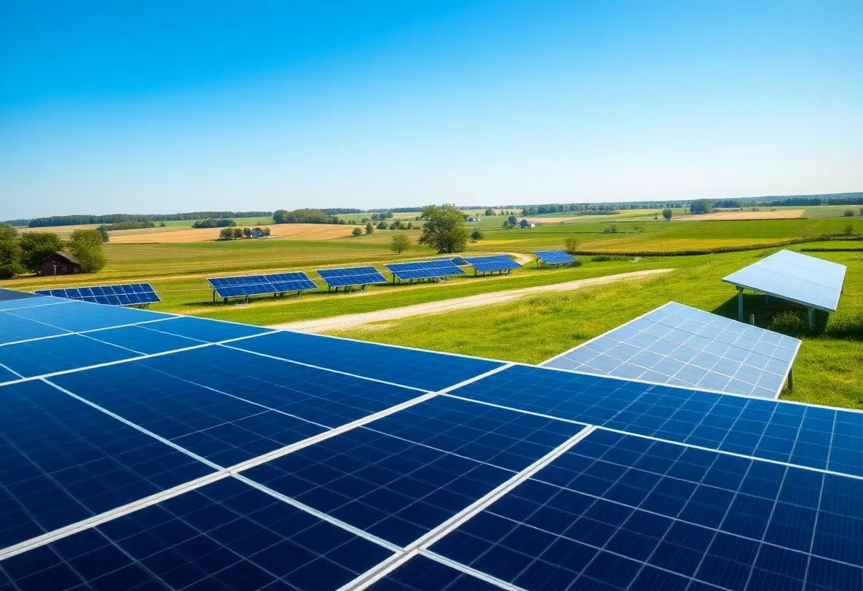 Solar panels in New York under clear skies