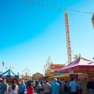 A large crowd enjoying activities at the New York State Fair