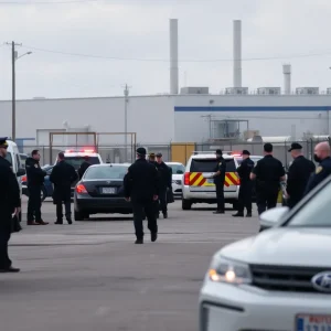 Law enforcement agents conducting a raid at Nutrition Bar Confectioners