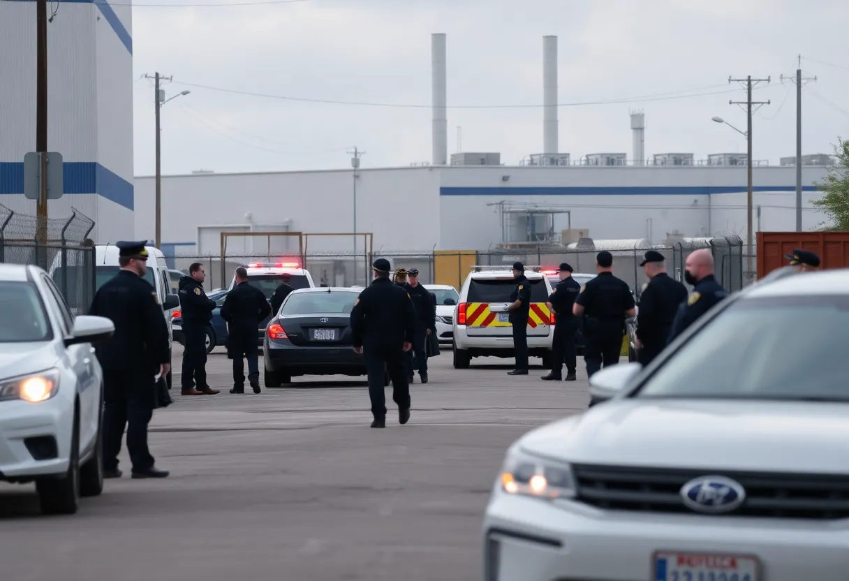 Law enforcement agents conducting a raid at Nutrition Bar Confectioners