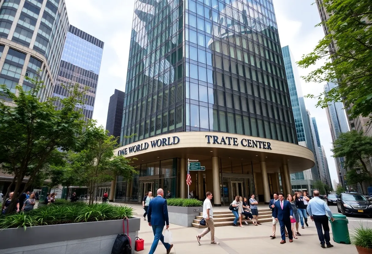 Exterior view of One World Trade Center in Lower Manhattan