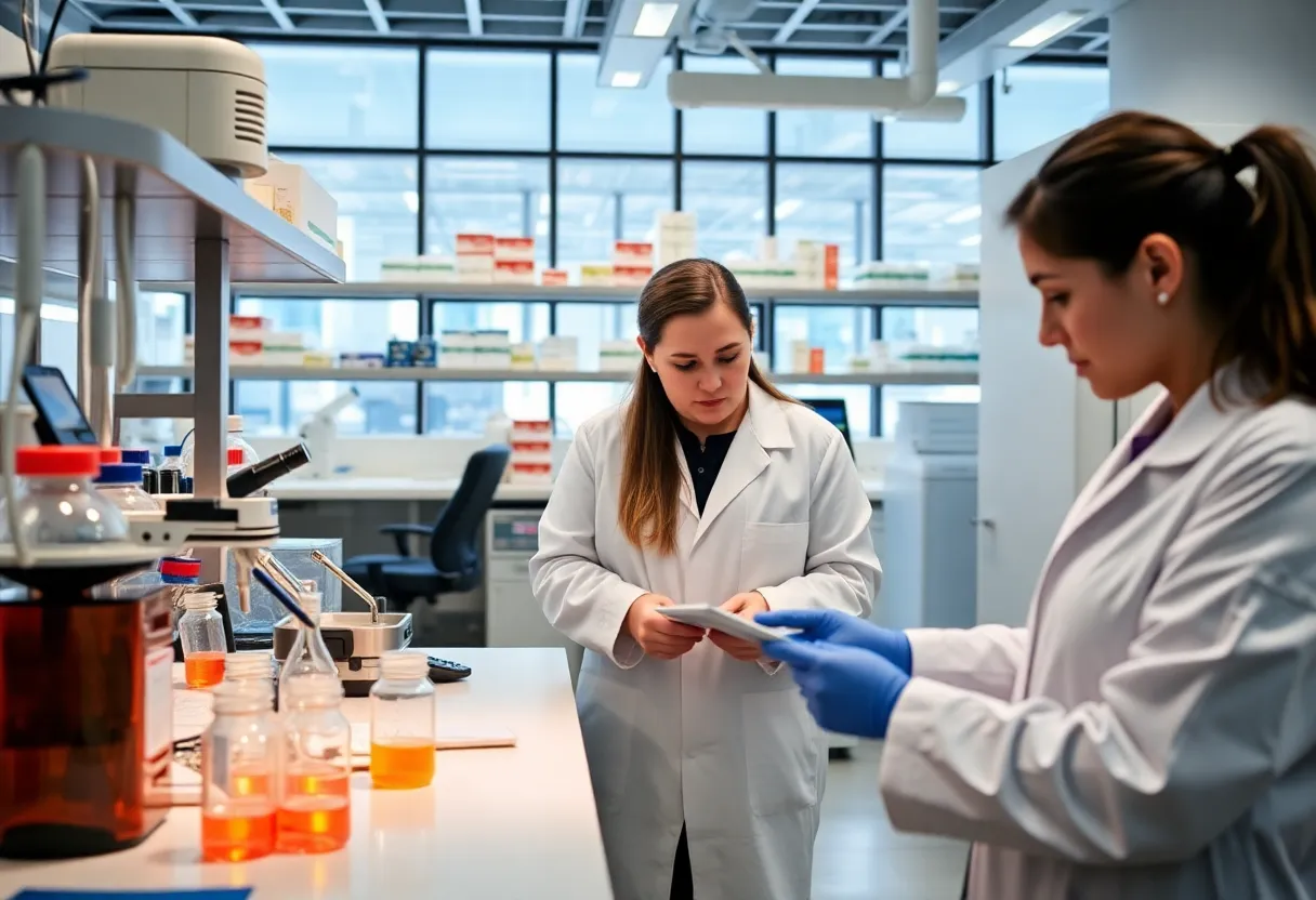 Scientists in a pharmaceutical lab working on obesity treatments