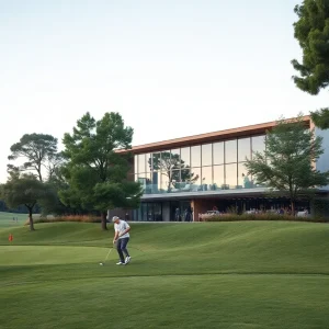 A view of the renovated golf course and modern kitchen facility at Stanwich Club.