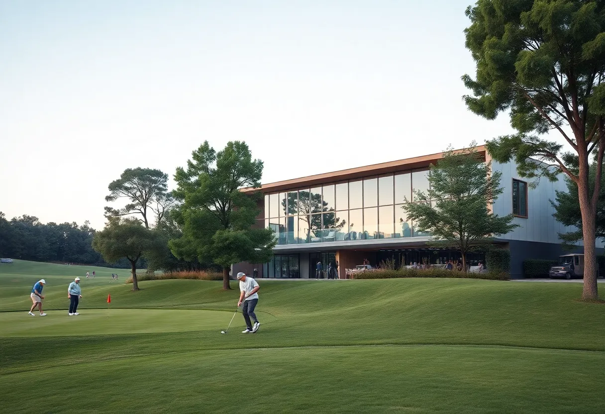 A view of the renovated golf course and modern kitchen facility at Stanwich Club.