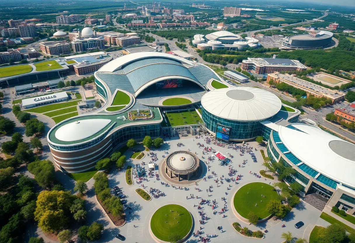 Aerial view of the Resorts World New York City planned expansion site.