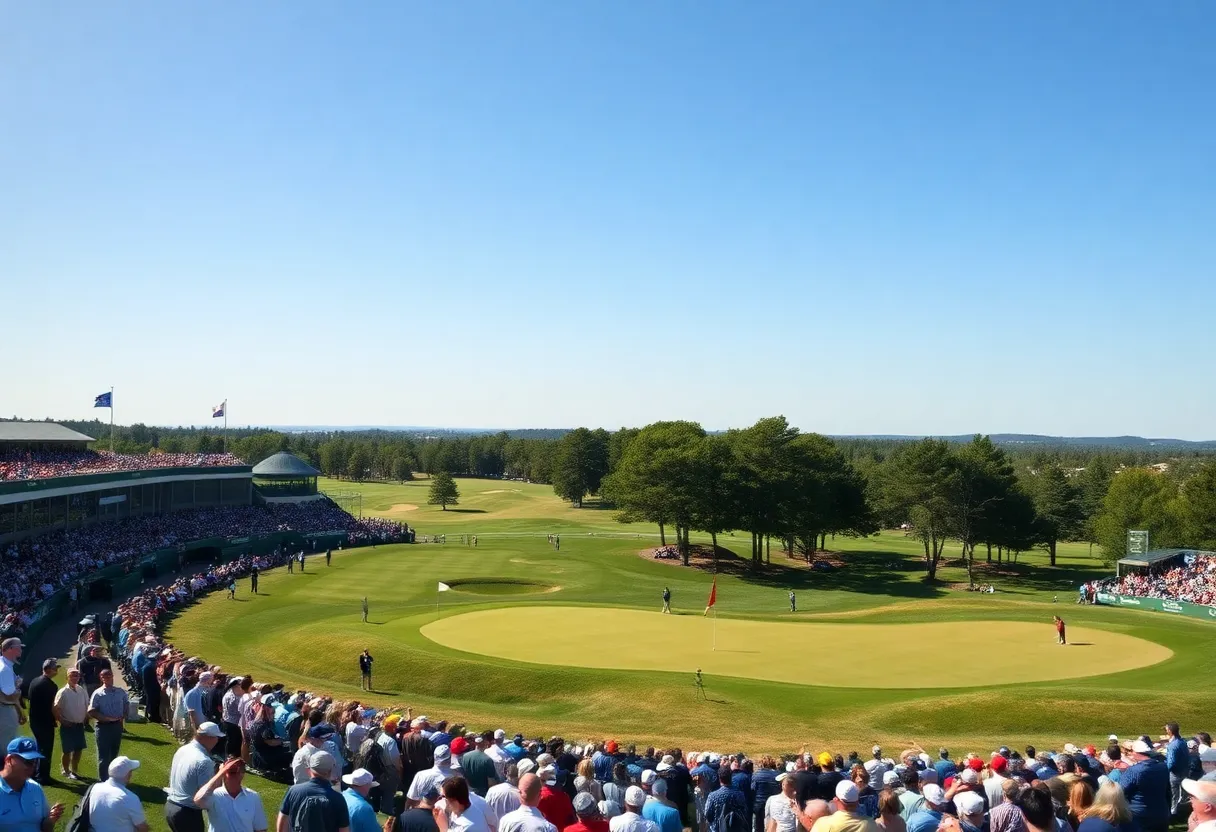 Scenic view of golf course during Ryder Cup tournament