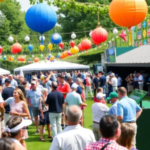 Crowds enjoying the Ryder Cup Live event at Rockefeller Center