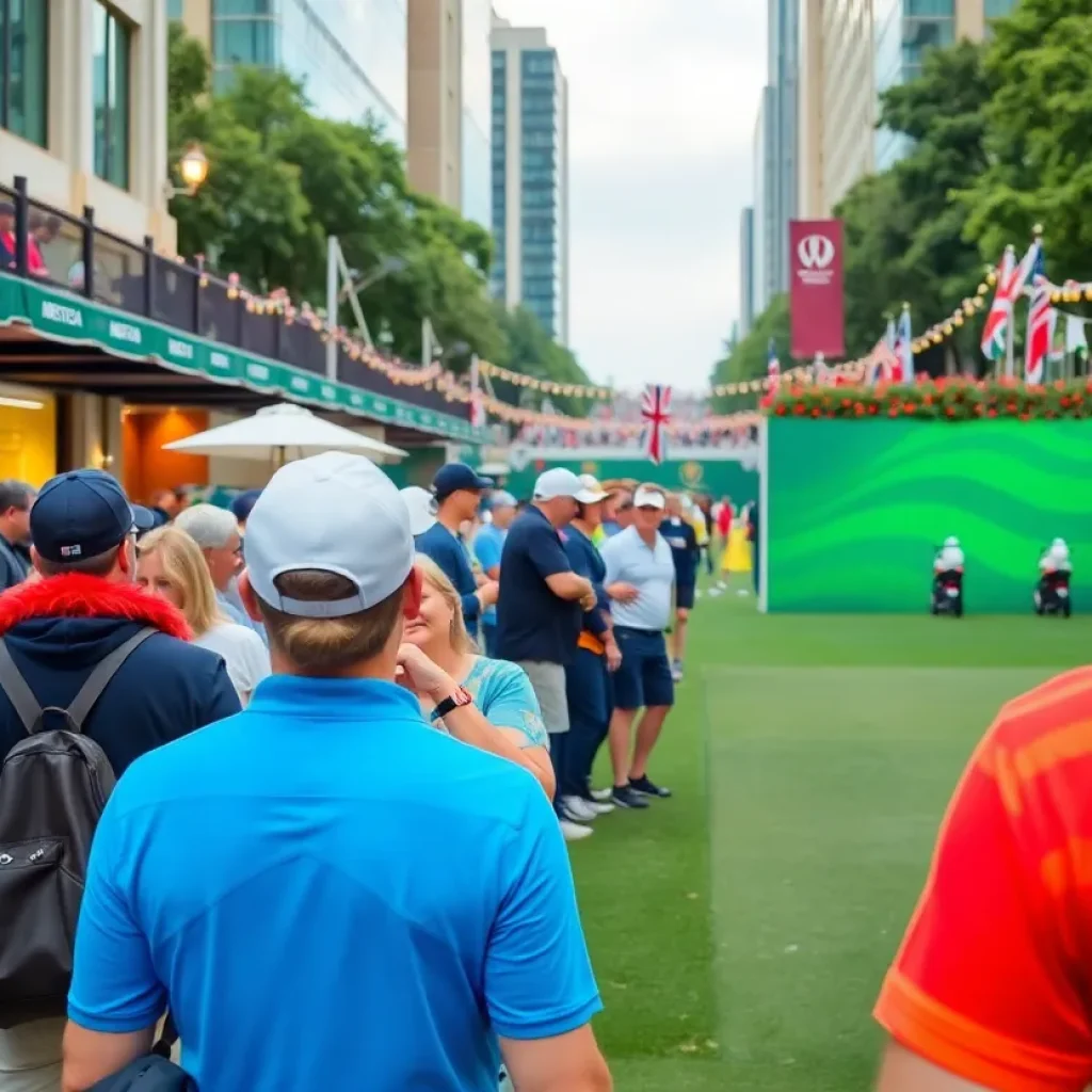 Fans enjoying the Ryder Cup Live event at Rockefeller Center