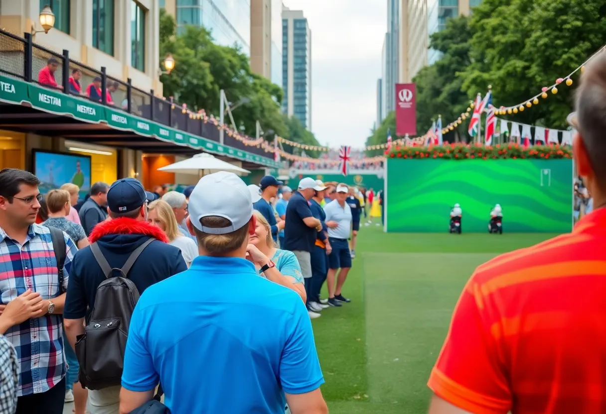 Fans enjoying the Ryder Cup Live event at Rockefeller Center