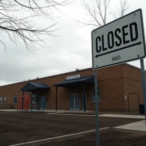 Exterior view of Sound Christian Academy with a closed sign