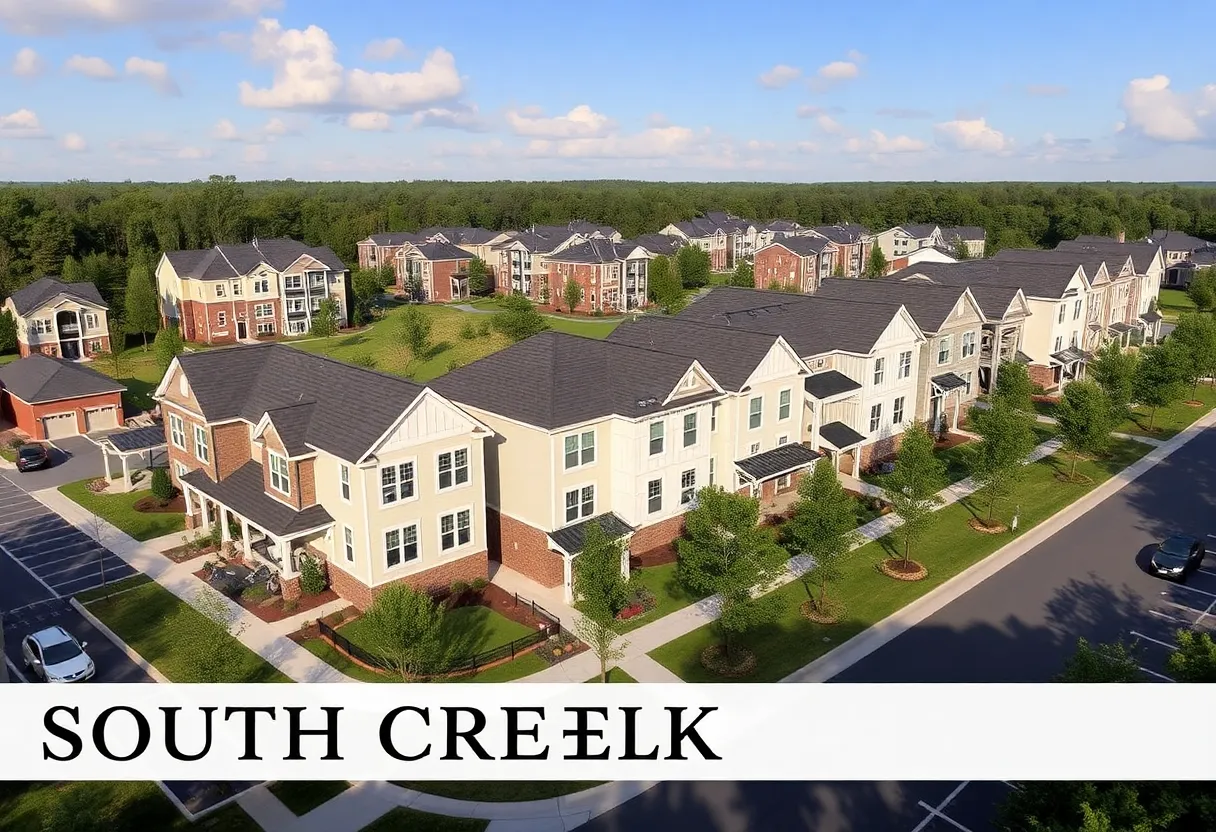 Rendering of South Creek housing development in Chapel Hill, North Carolina