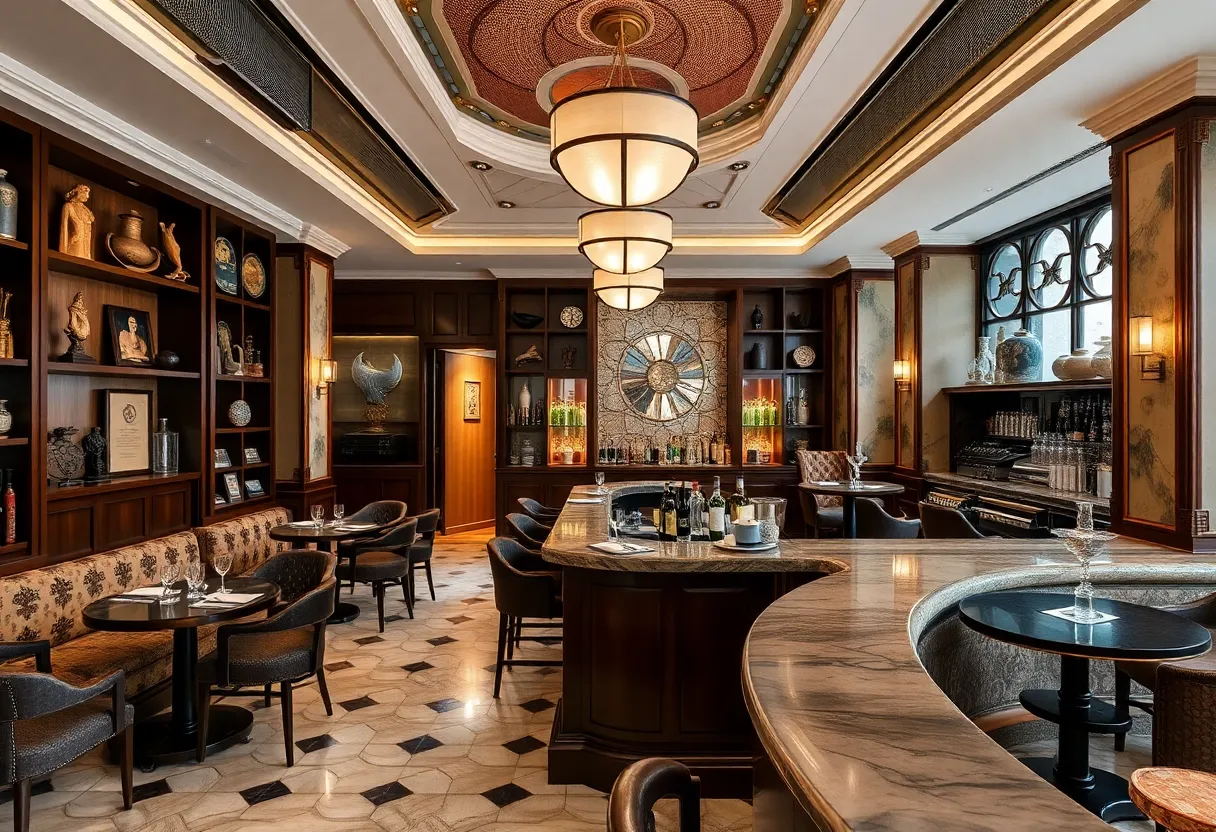 Interior of The Bar at Mandarin Oriental Hotel showcasing elegant decor and a sophisticated atmosphere.