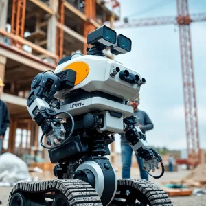 Unitree B2 robot conducting inspections at a construction site