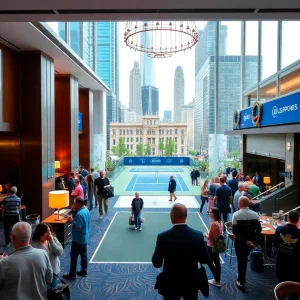 U.S. Open Tennis Championships atmosphere in New York City with visitors enjoying various hotel experiences.