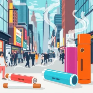 Illustration depicting vape products and enforcement activities