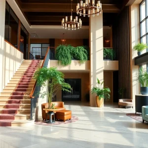 Renovated lobby of W New York – Union Square showcasing modern design and lush elements.