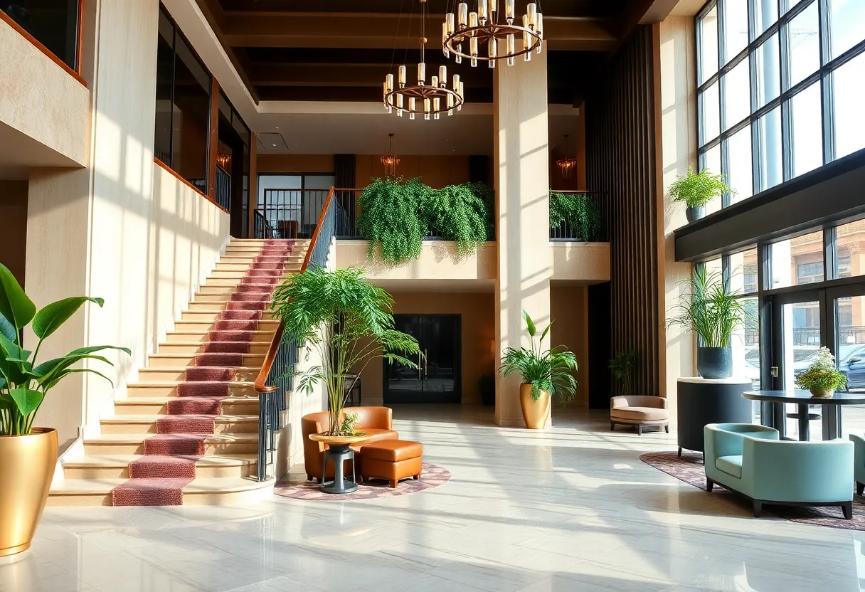 Renovated lobby of W New York – Union Square showcasing modern design and lush elements.