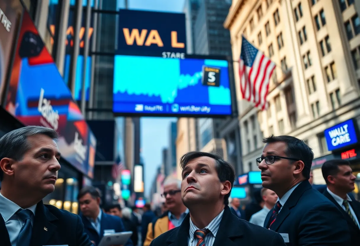 Traders on Wall Street reacting to market uncertainty over government shutdown.