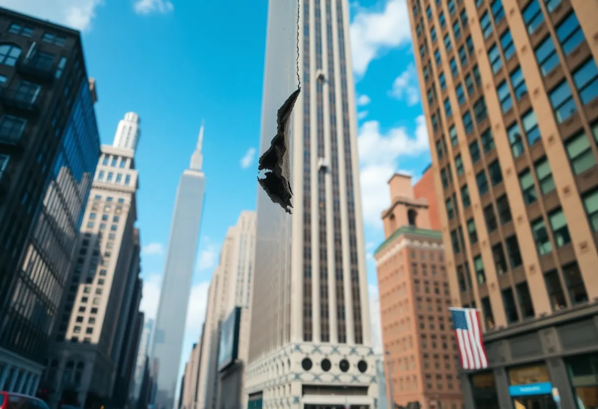 Cracked facade of 432 Park Avenue in Manhattan