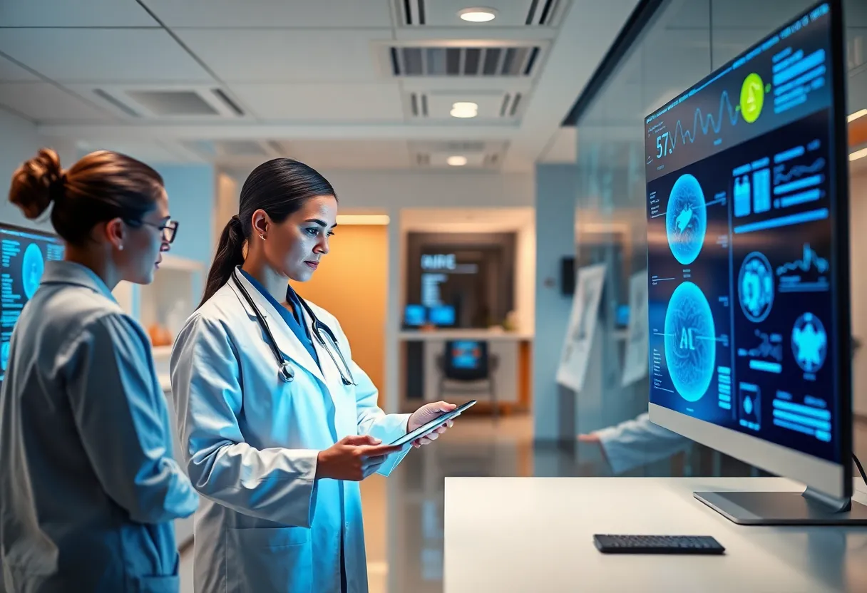 Visual representation of AI technology used in healthcare settings.