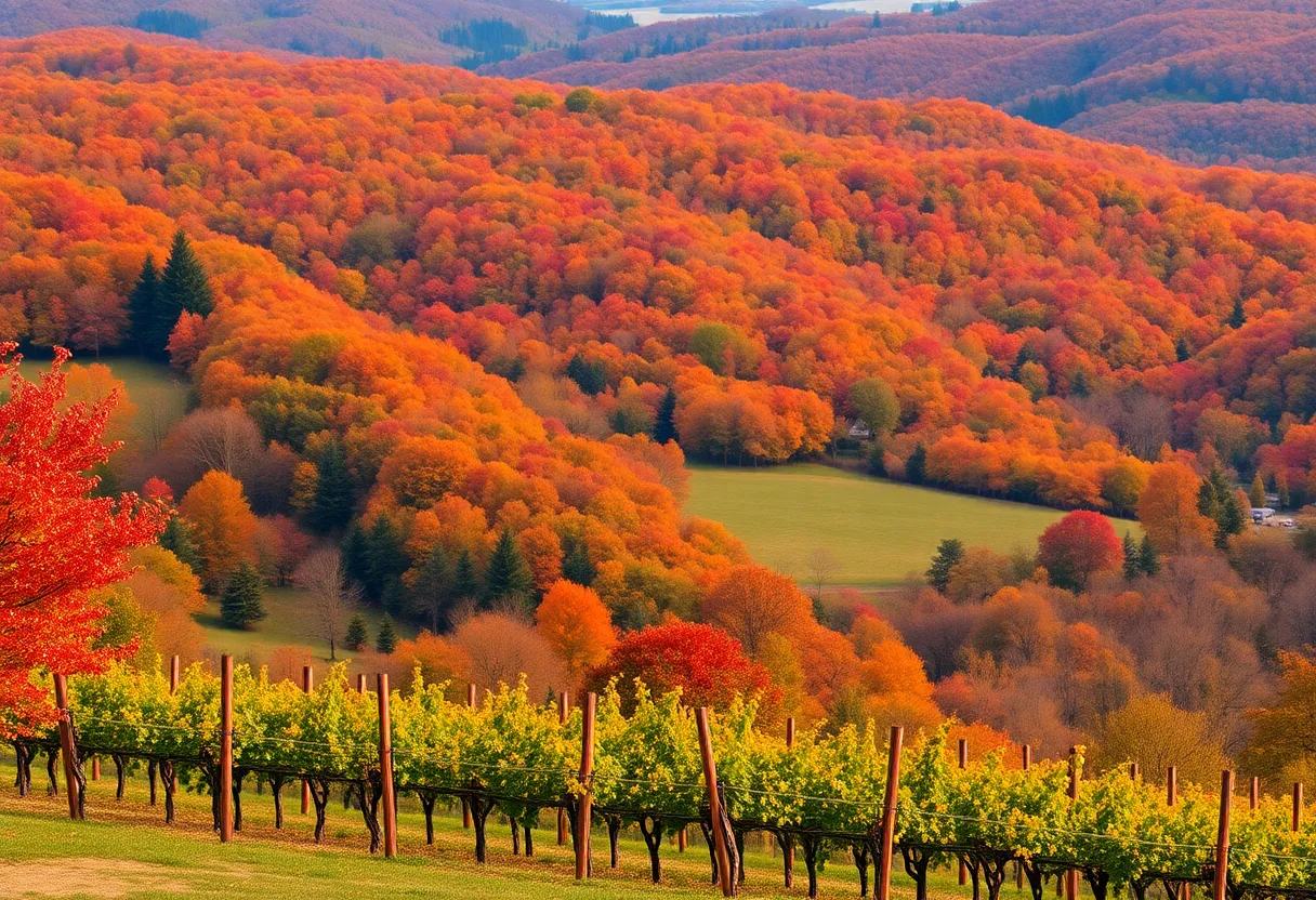 Vibrant autumn foliage in New York State