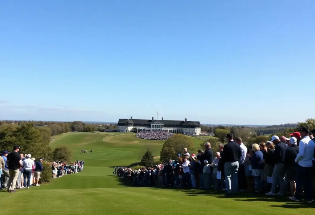 Bethpage Black golf course with spectators during the Ryder Cup event