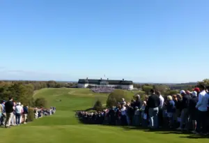 Bethpage Black golf course with spectators during the Ryder Cup event