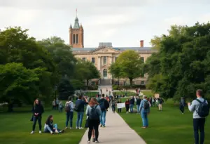 Students engaging in activities at Bowdoin College Campus