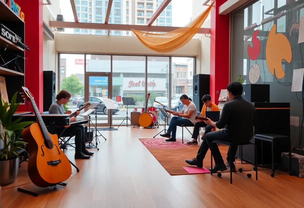 New music therapy facility representing holistic health practices.