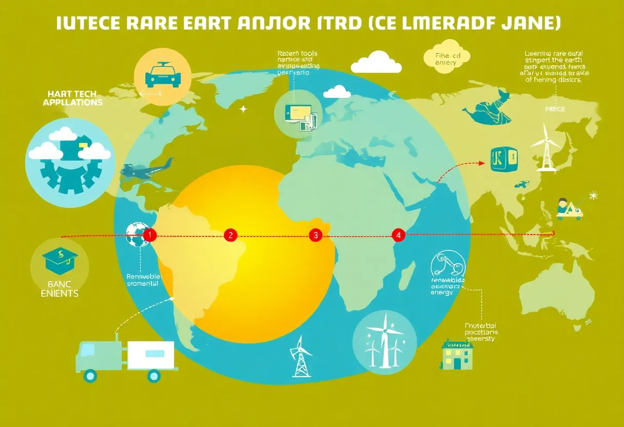 Visual representation of rare earth elements in technology and industry.