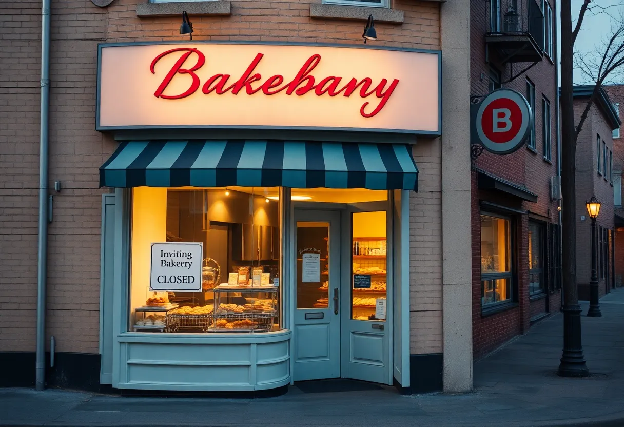 Exterior of the closed Ember & Grain Bakery