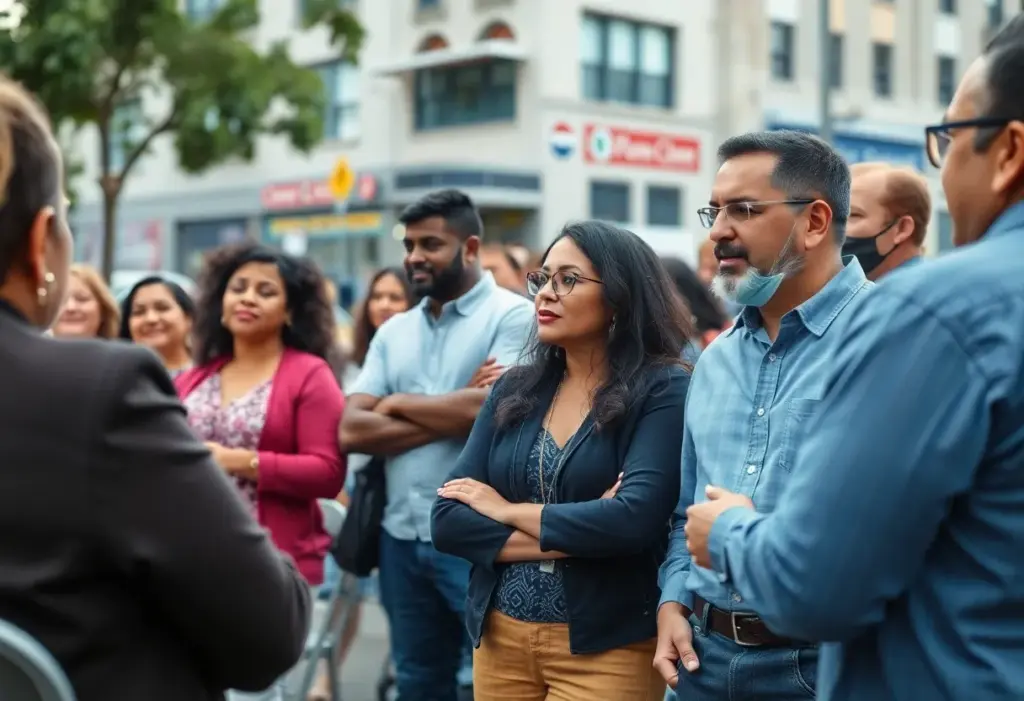 Latino community members participating in a local forum