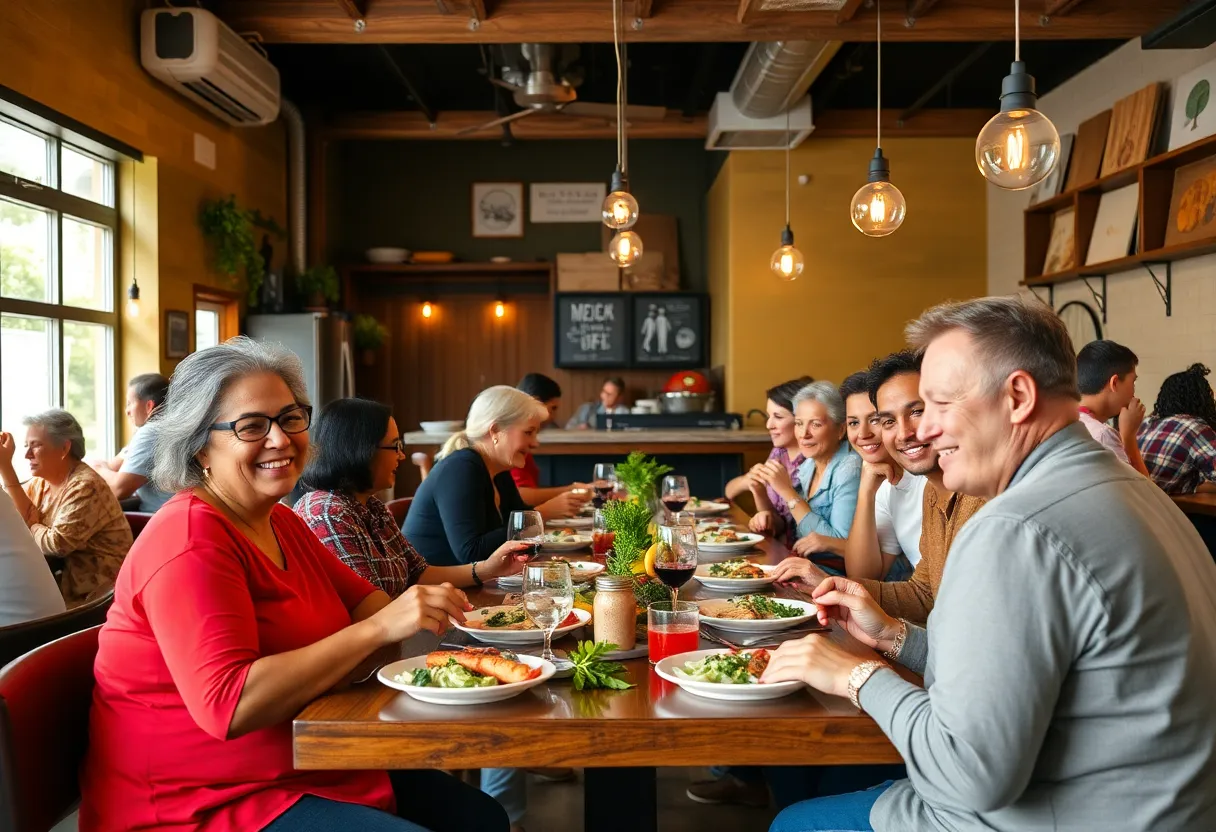 People dining at the Community Kitchen in the Lower East Side
